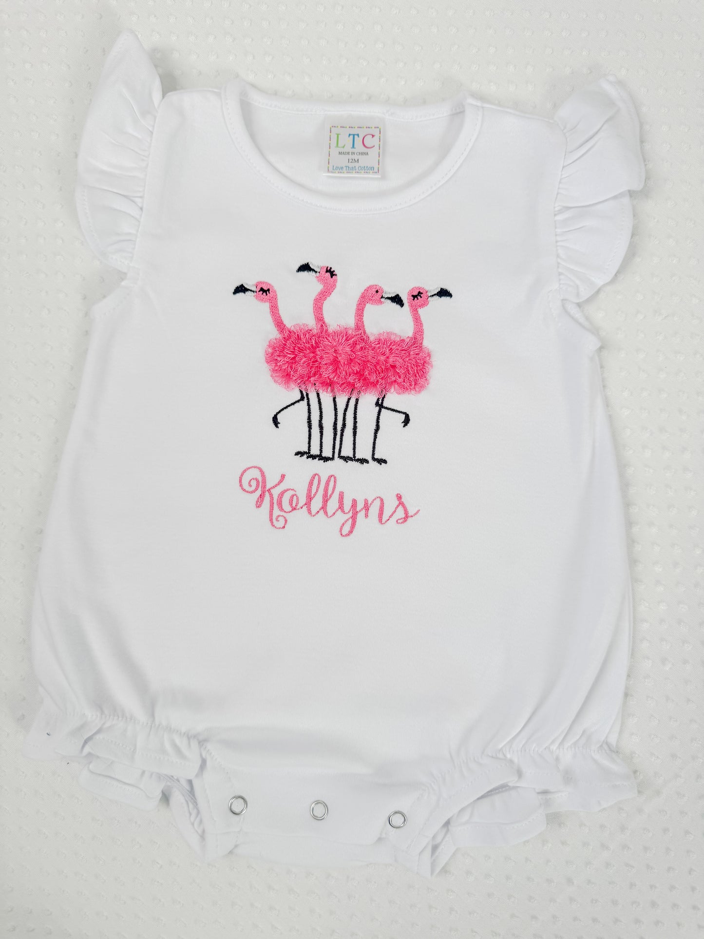 Flutter Sleeve Fluffy Flamingo Bubble/Tee
