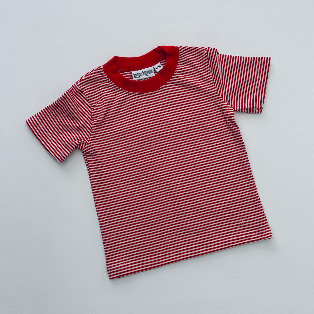 Embroidered SS Red Stripe Beach Tee/Bubble