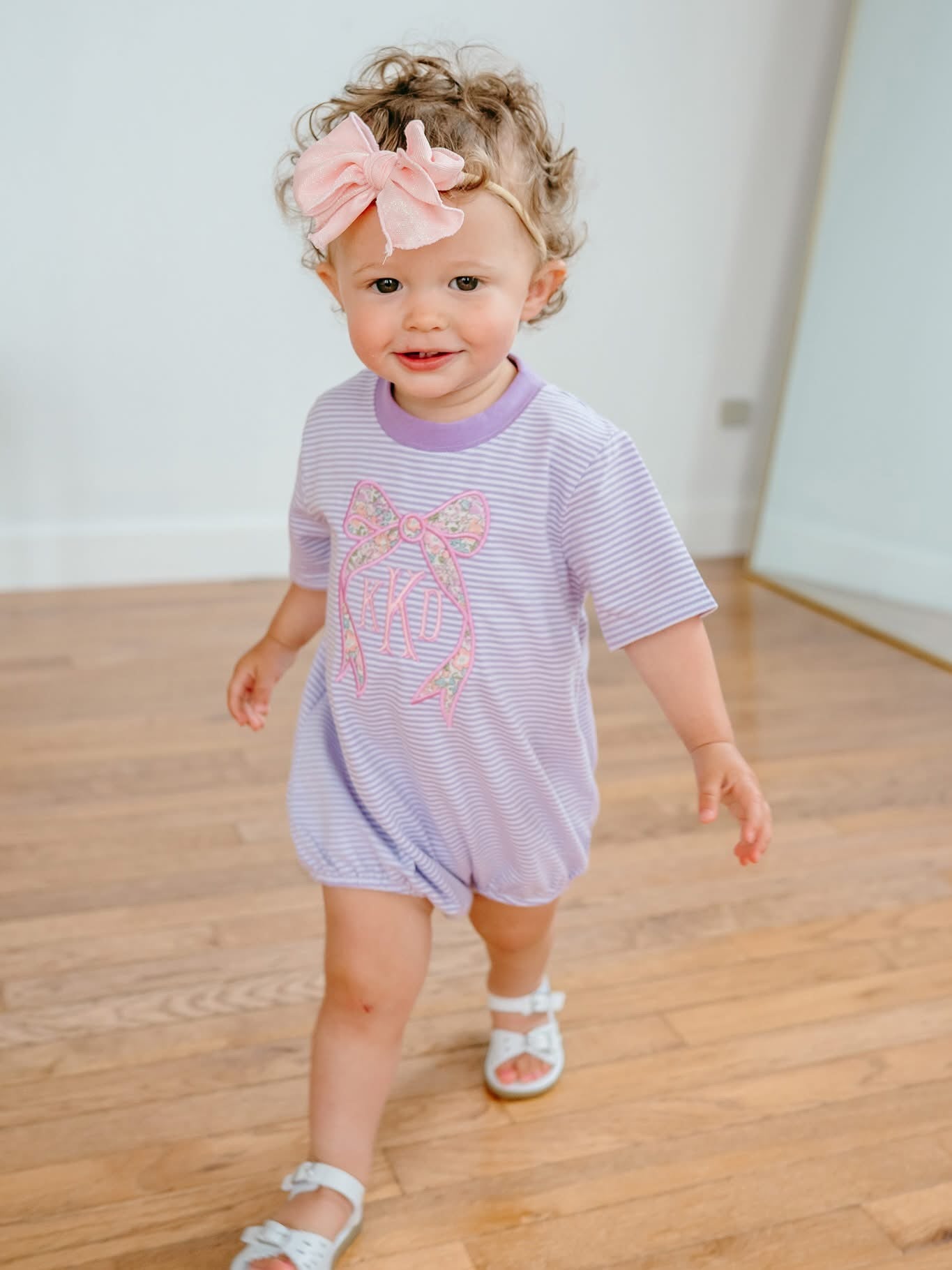 Embroidered SS Bow Monogram Purple T-Shirt Bubble/Tee