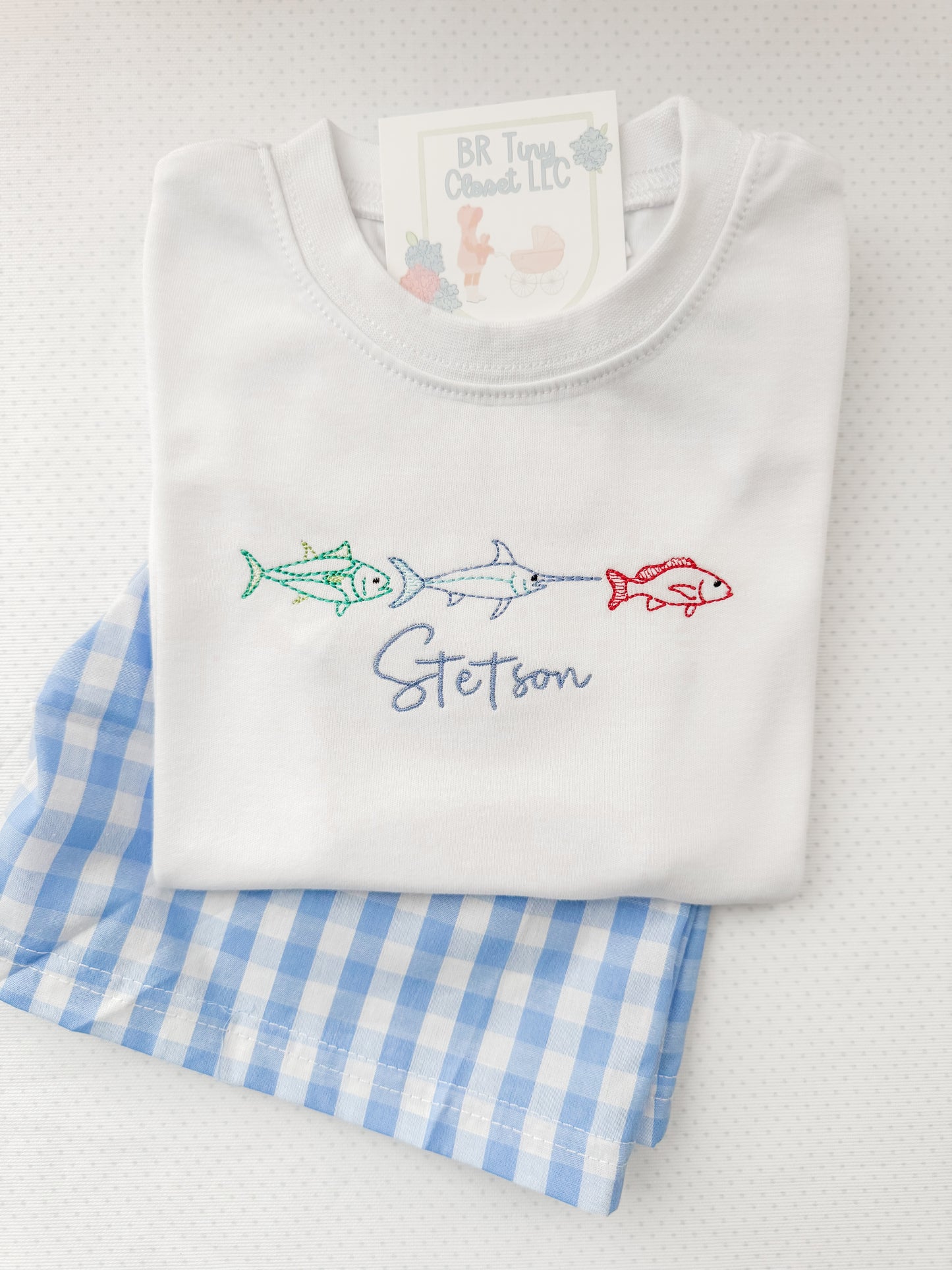 Embroidered Salt Water Fishing Shirt/Short/Set