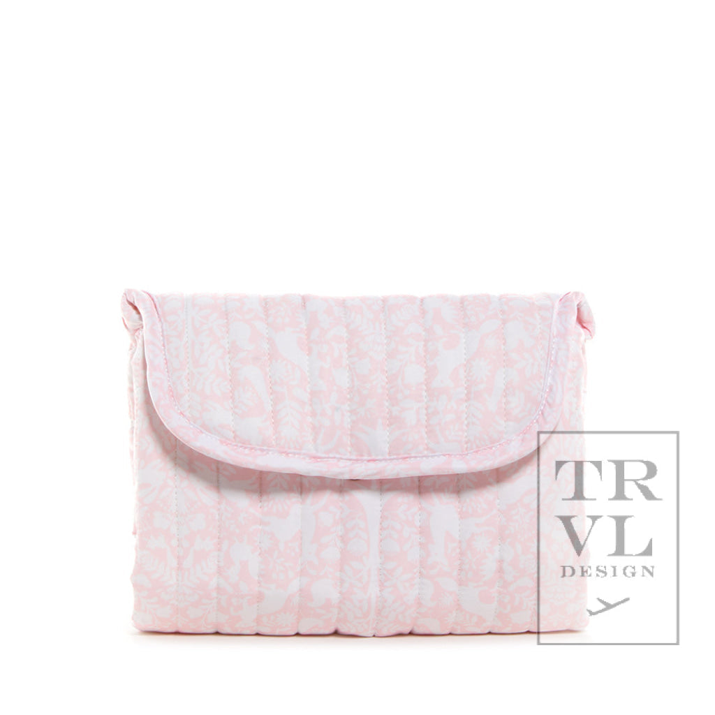 TRVL PINK WOODLAND QUILTED DIAPER BAG, CHANGING PAD AND EVERYDAY BAG SET