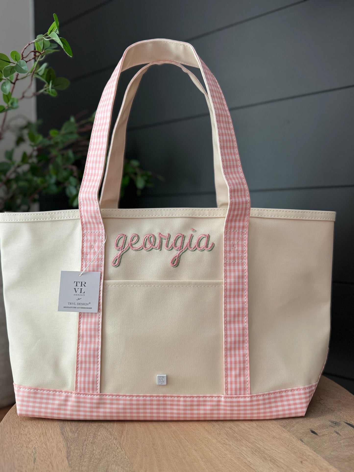 TRVL Medium Tote in Taffy Pink Gingham