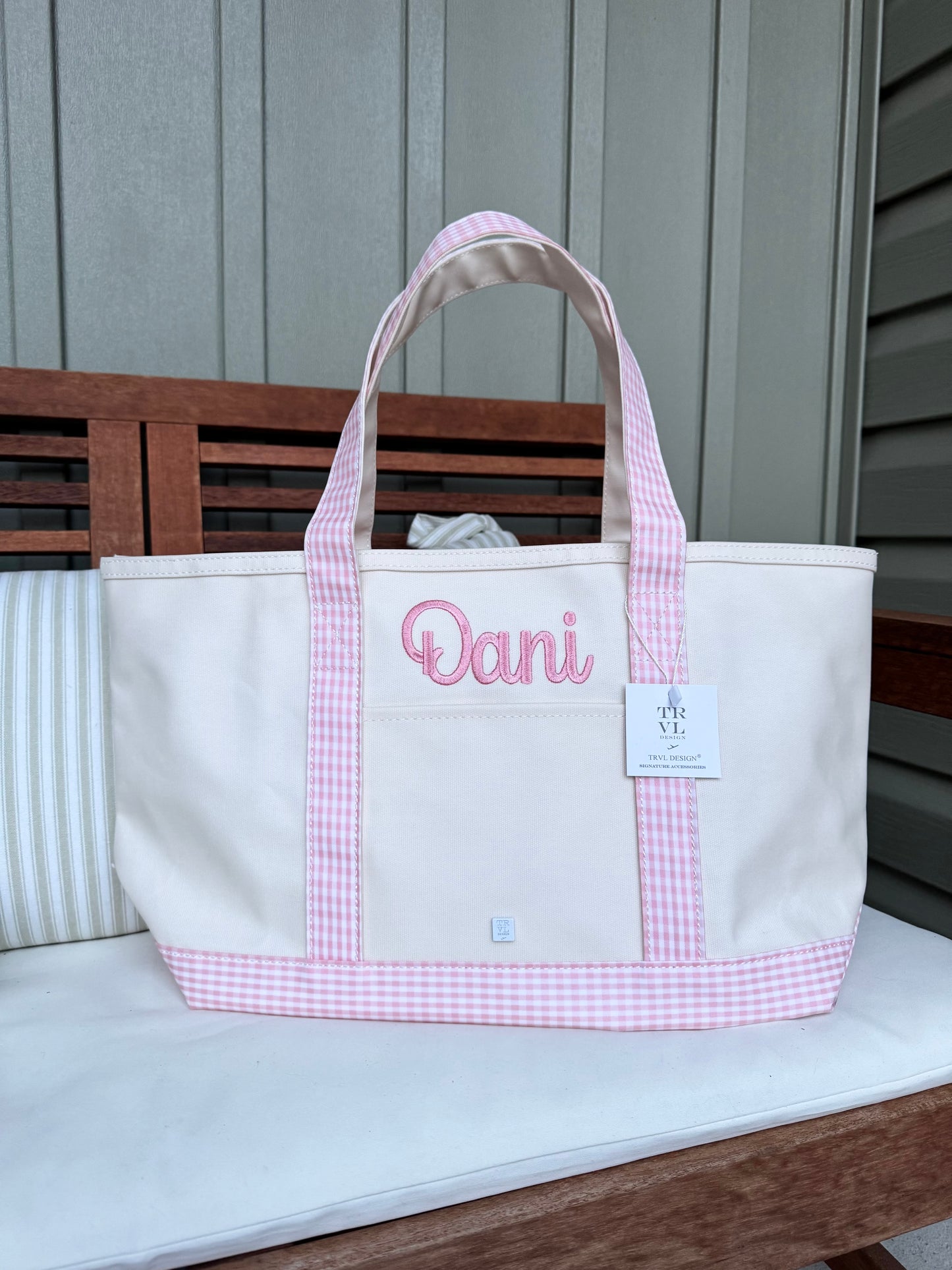 TRVL Medium Tote in Taffy Pink Gingham