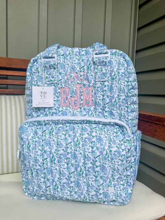 TRVL HAMPTON FLORAL QUILTED DIAPER BAG, CHANGING PAD AND EVERYDAY BAG SET