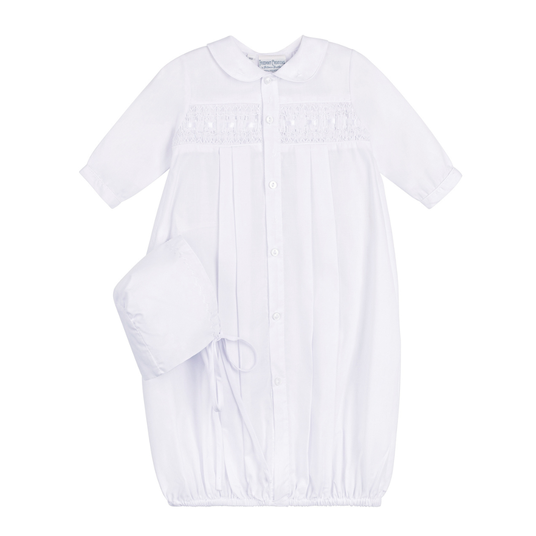 Baby Neutral Smocked Take Home Gown with Hat