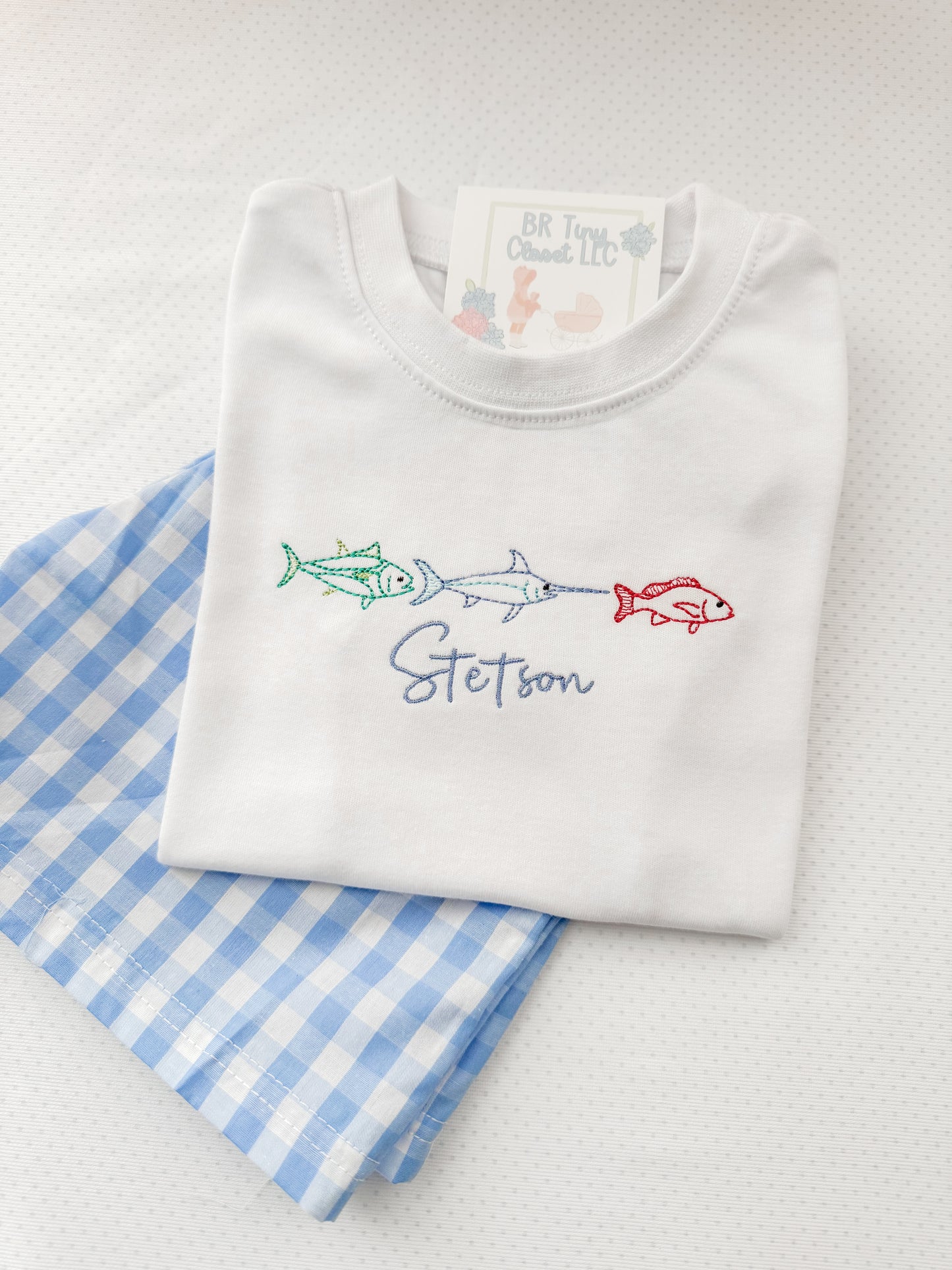 Embroidered Salt Water Fishing Shirt/Short/Set