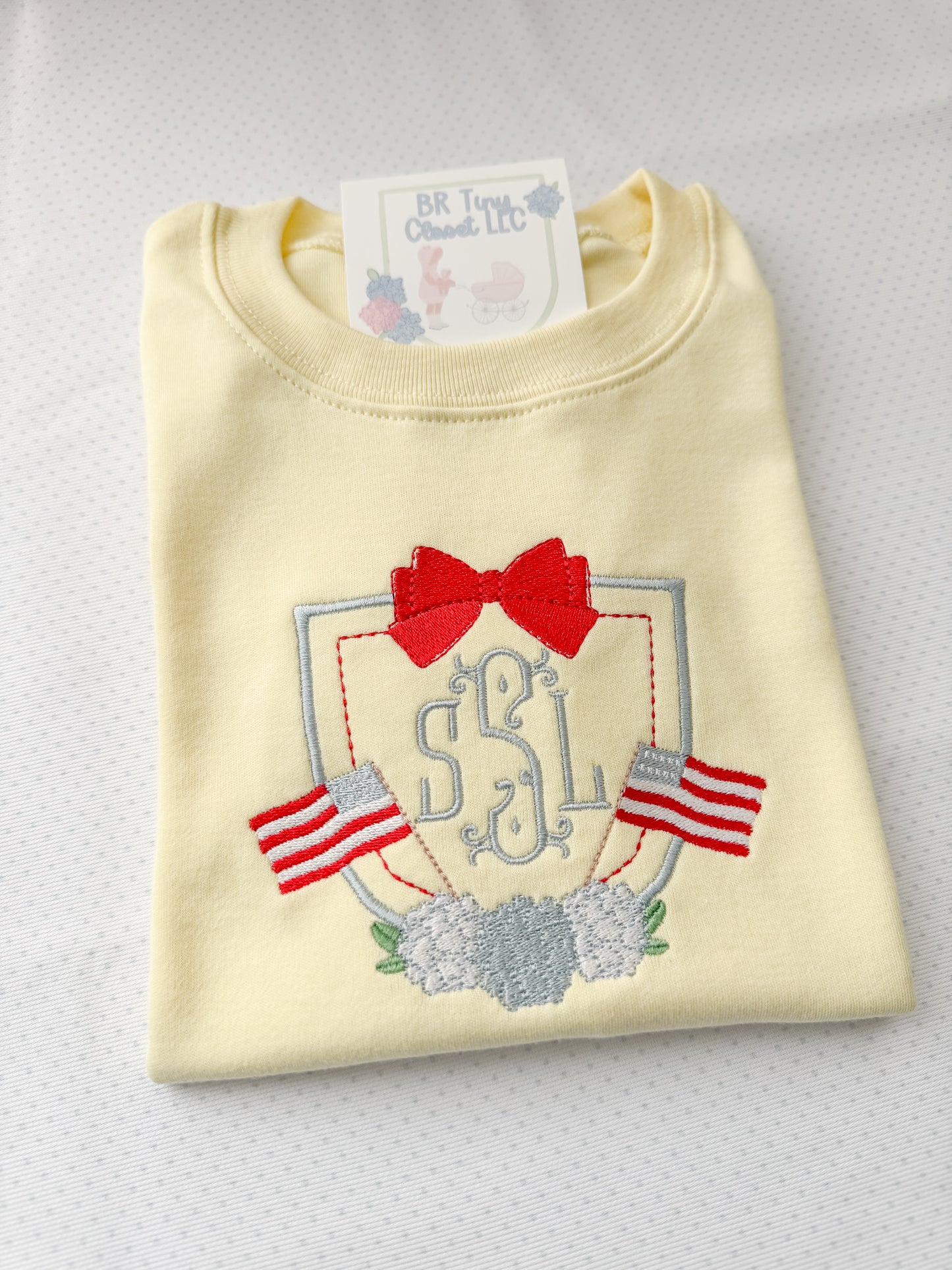 Embroidered Patriotic Flag Crest Tee