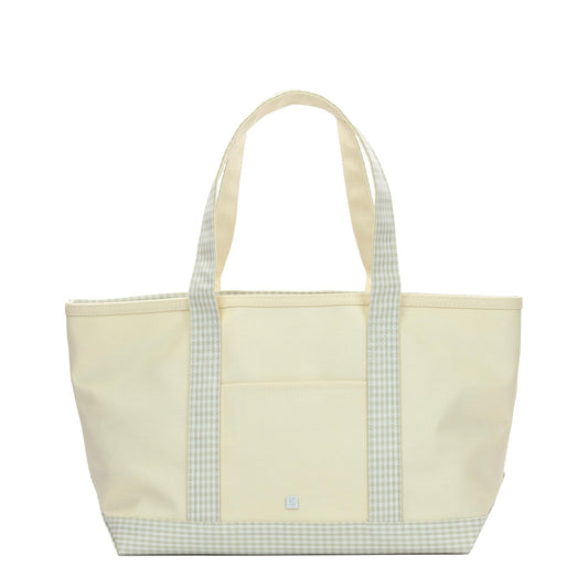 TRVL Medium Tote-Pearl Grey Gingham