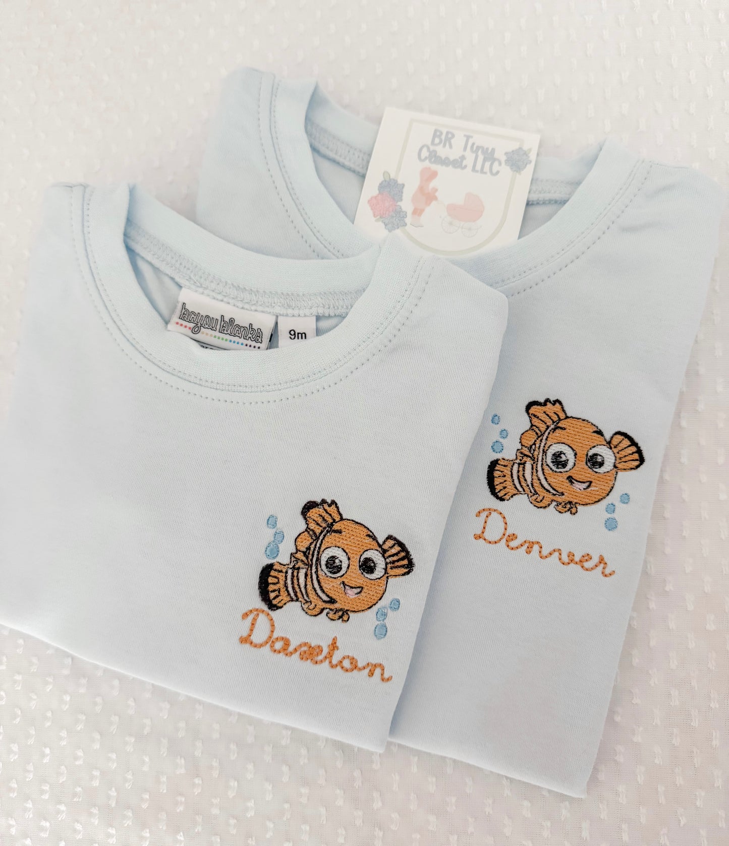 Boys Embroidered SS Blue Fish Tee