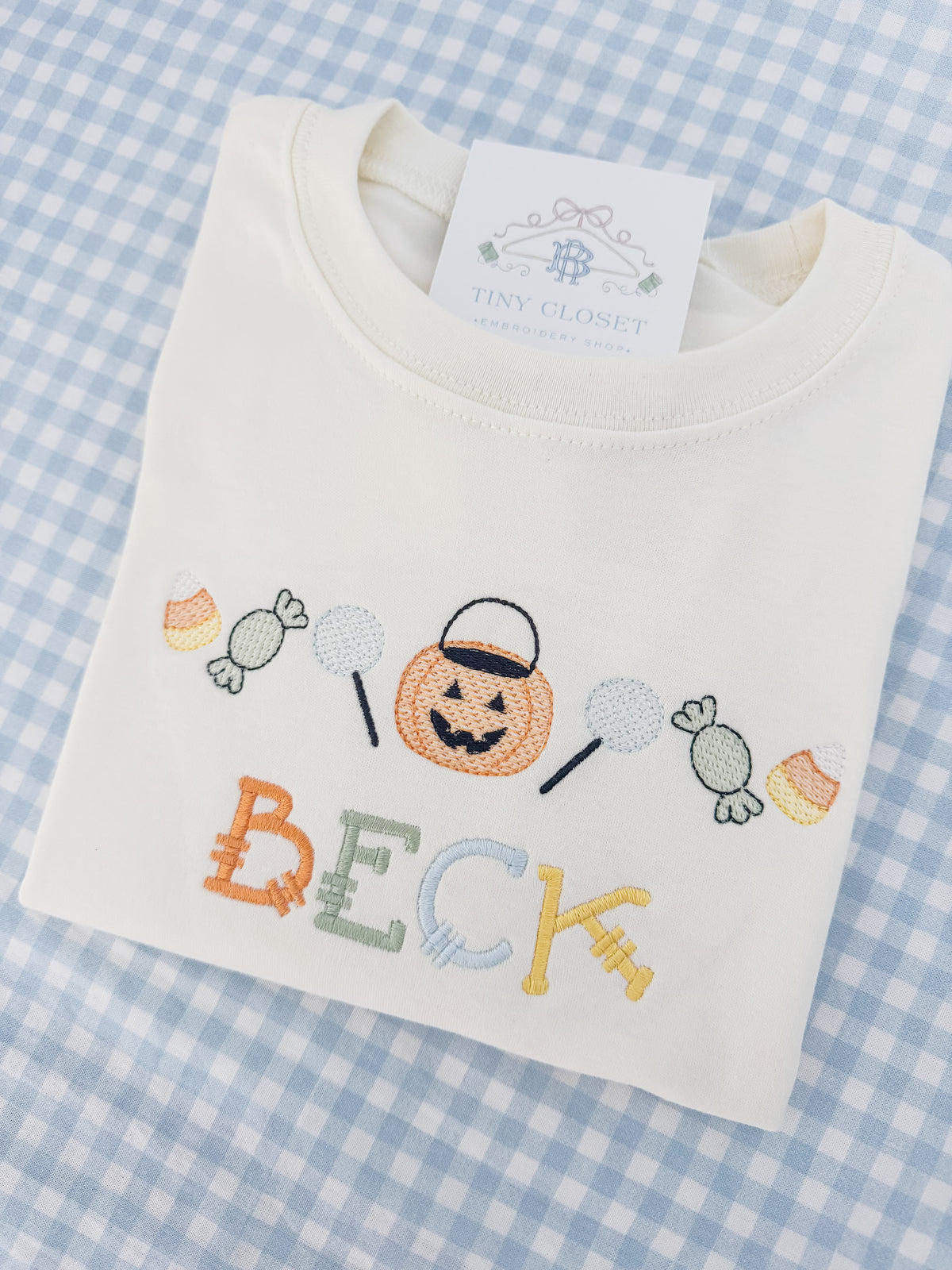 Boys Embroidered Halloween Candy Tee