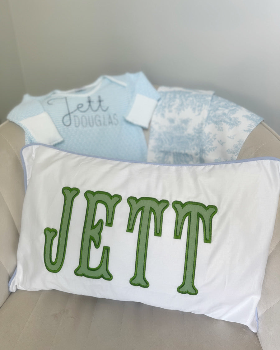 Blue Piping Edge Nursery Pillow Case 12x20