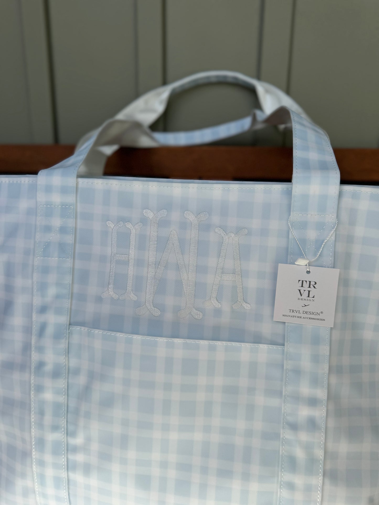 TRVL BLUE PLAID JUMBO TOTE