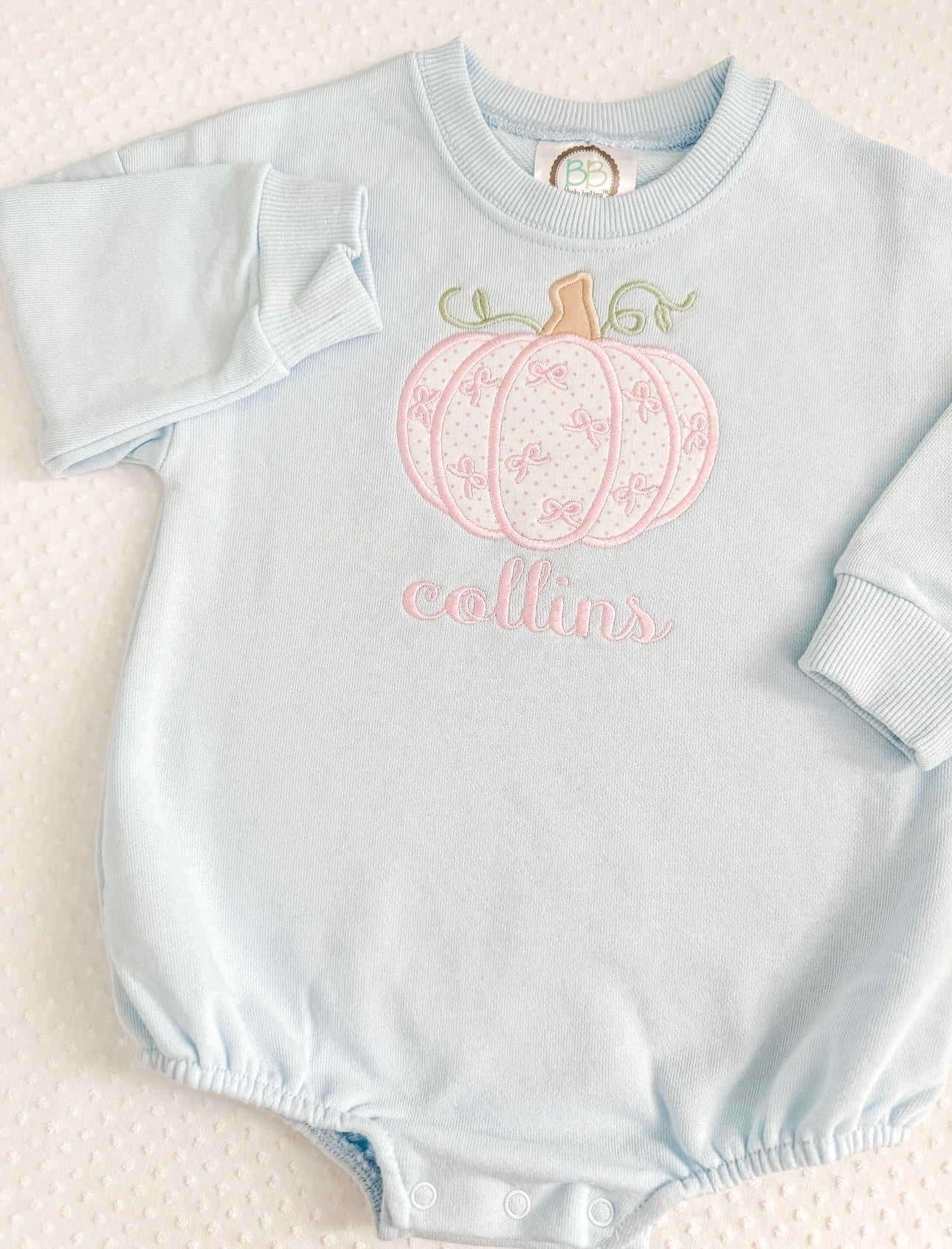 Fall Appliqué Bow Pumpkin Bubble/Sweatshirt