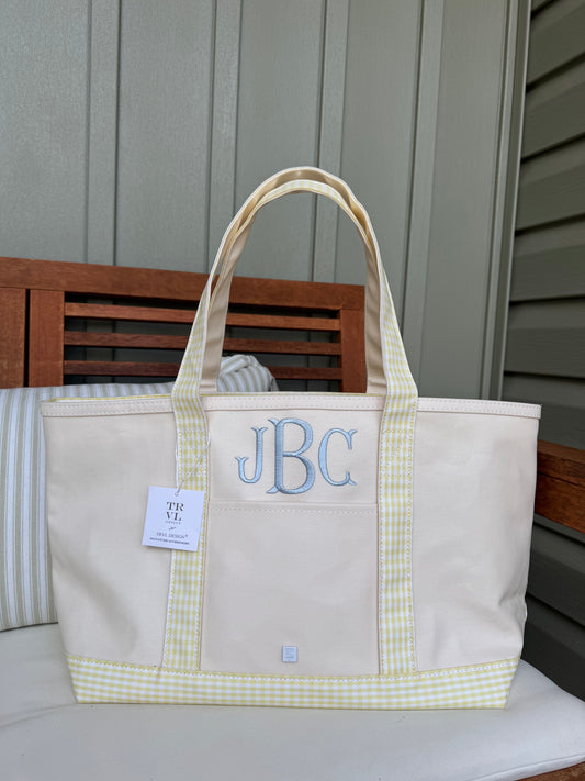 TRVL Medium Tote in Butter Yellow Gingham