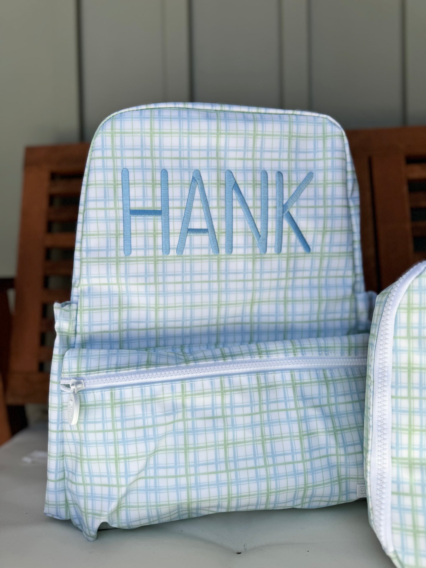 TRVL BLUE/GREEN CLASSIC PLAID BACKPACK