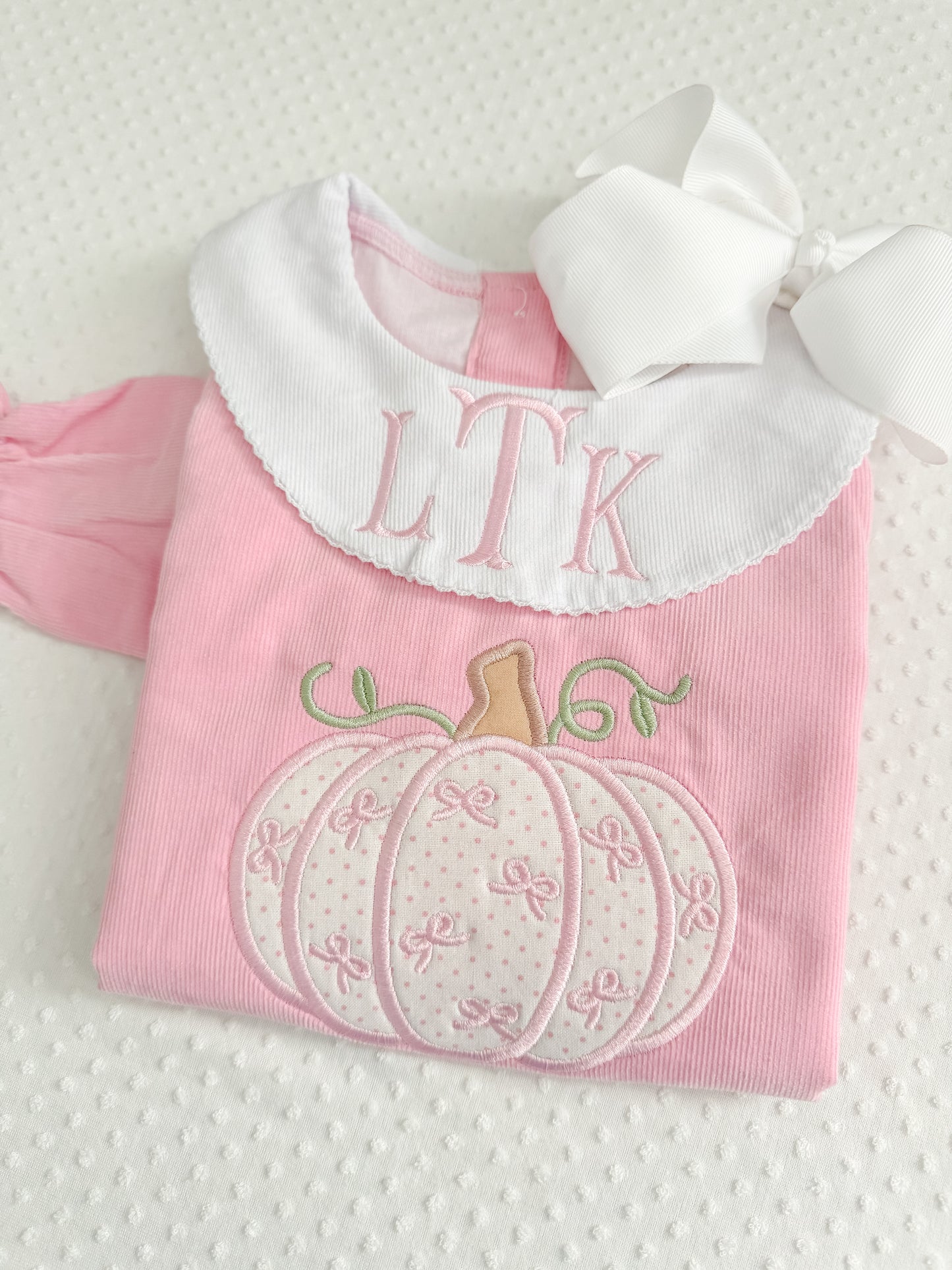 Embroidered Pink Pumpkin Bishop Bubble