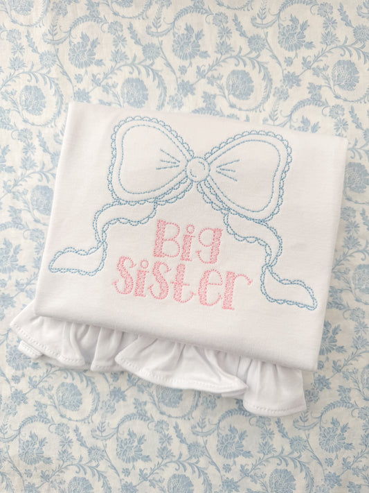 Embroidered Big Sister SS Ruffle Tee