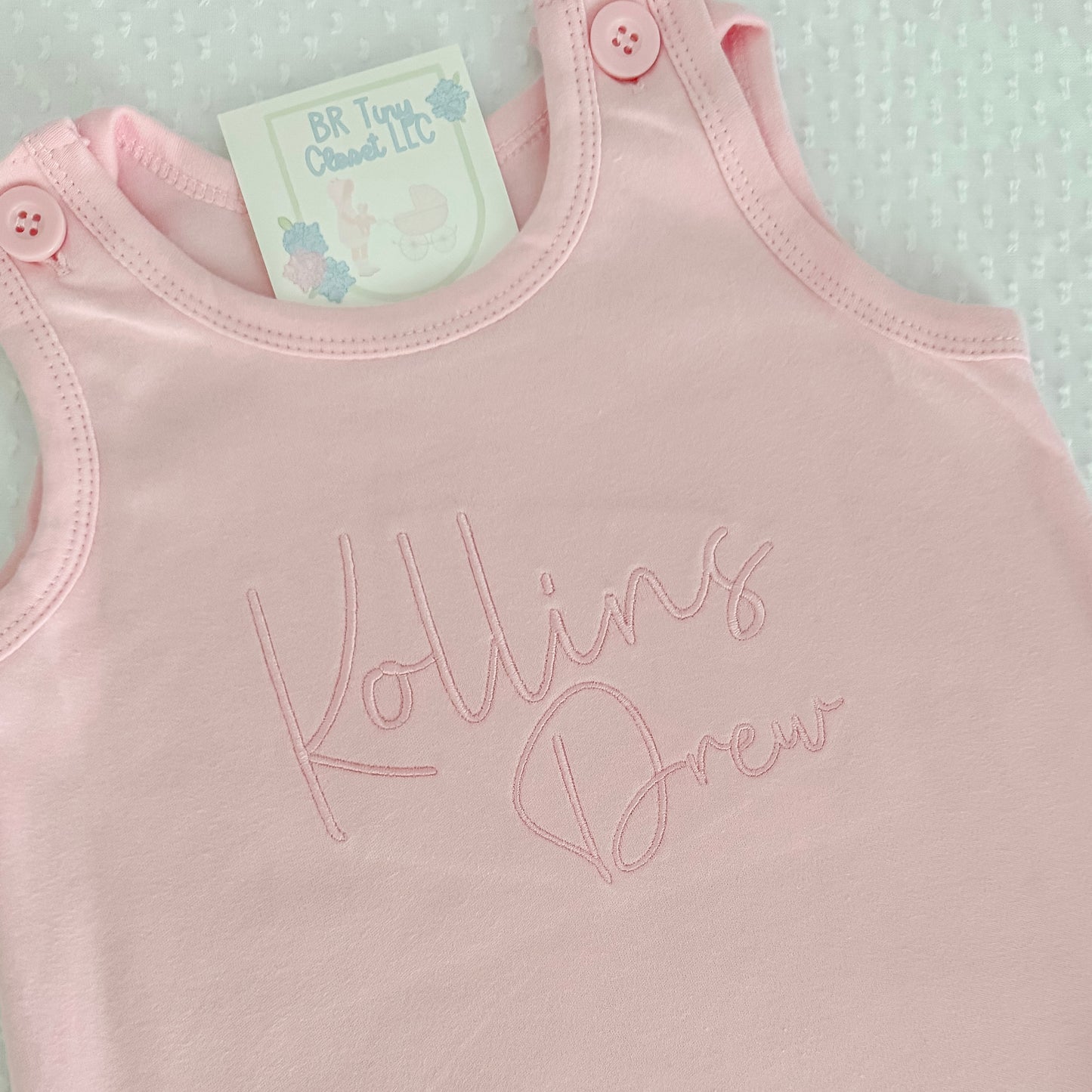 Pink Embroidered monochromatic name Bubble