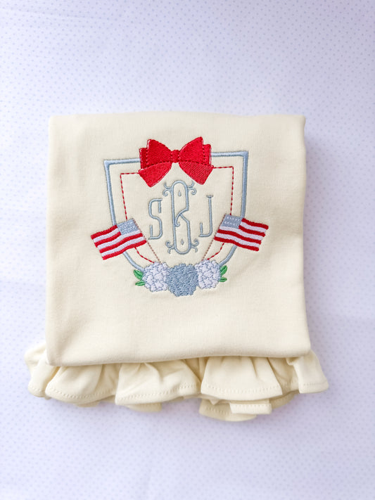 Embroidered Patriotic Flag Crest Tee