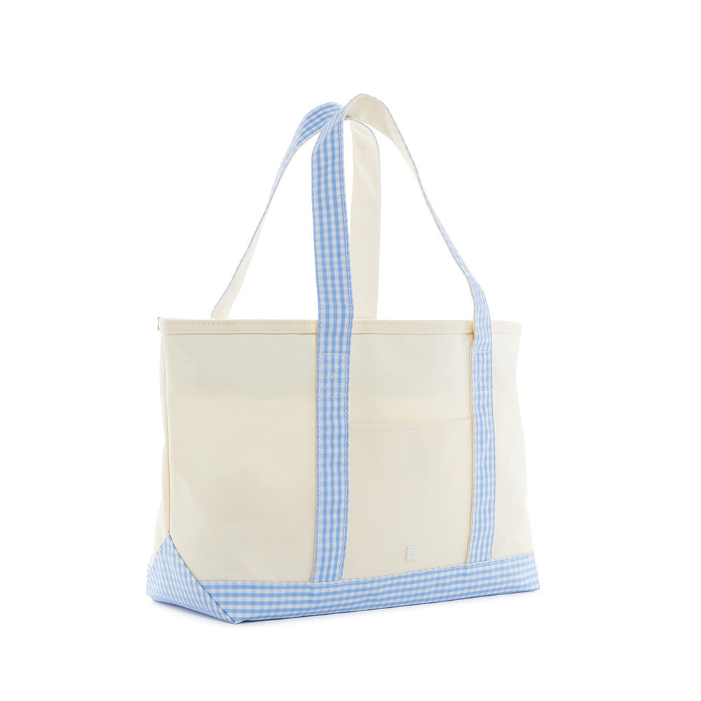 TRVL Medium Tote in Gingham Sky