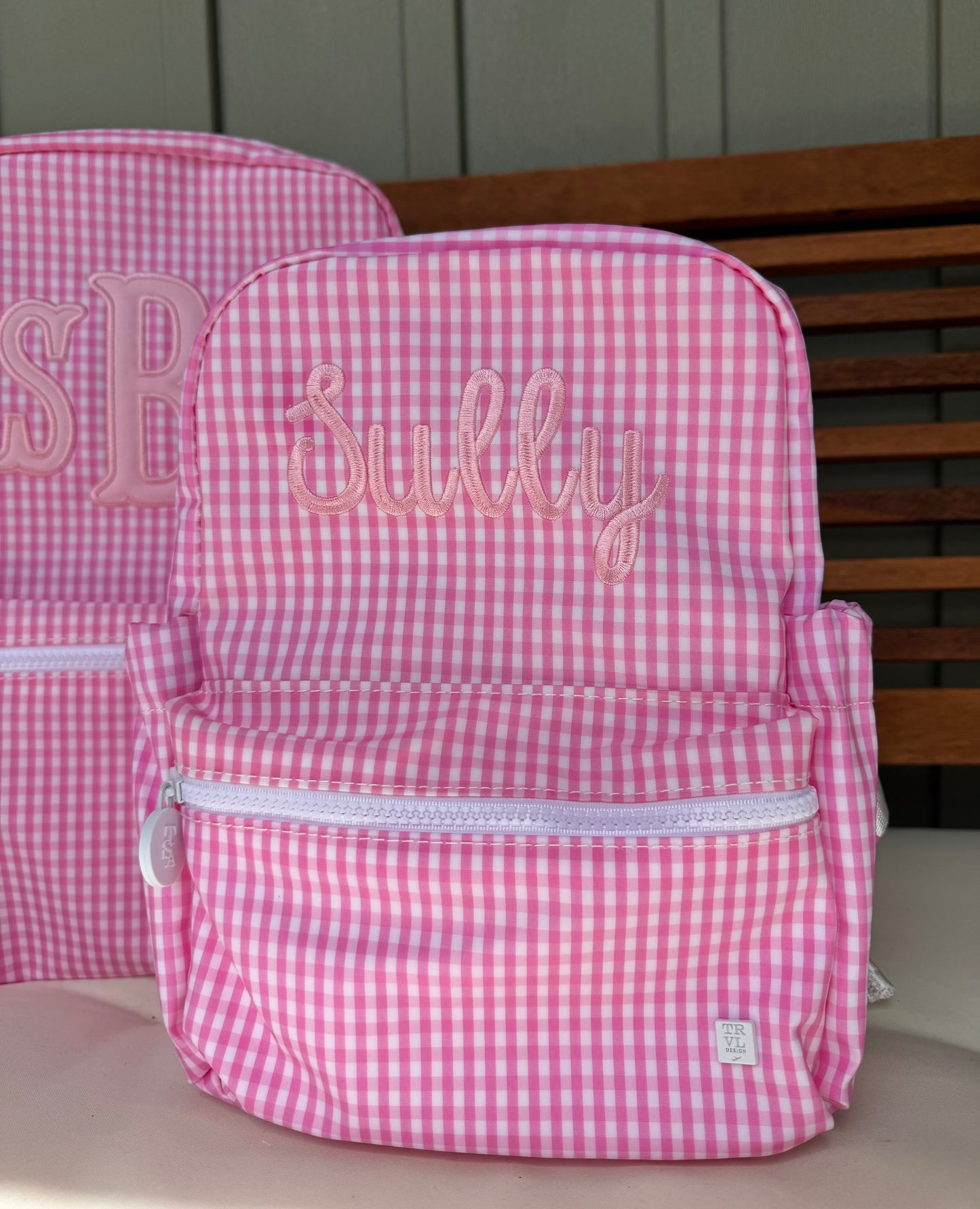 TRVL PINK GINGHAM MINI BACKPACK