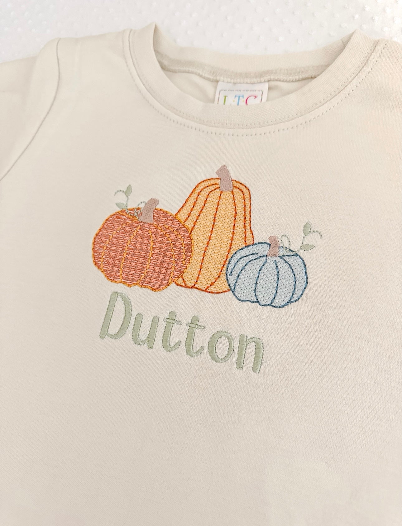 Boys Embroidered Pumpkin Trio Tee