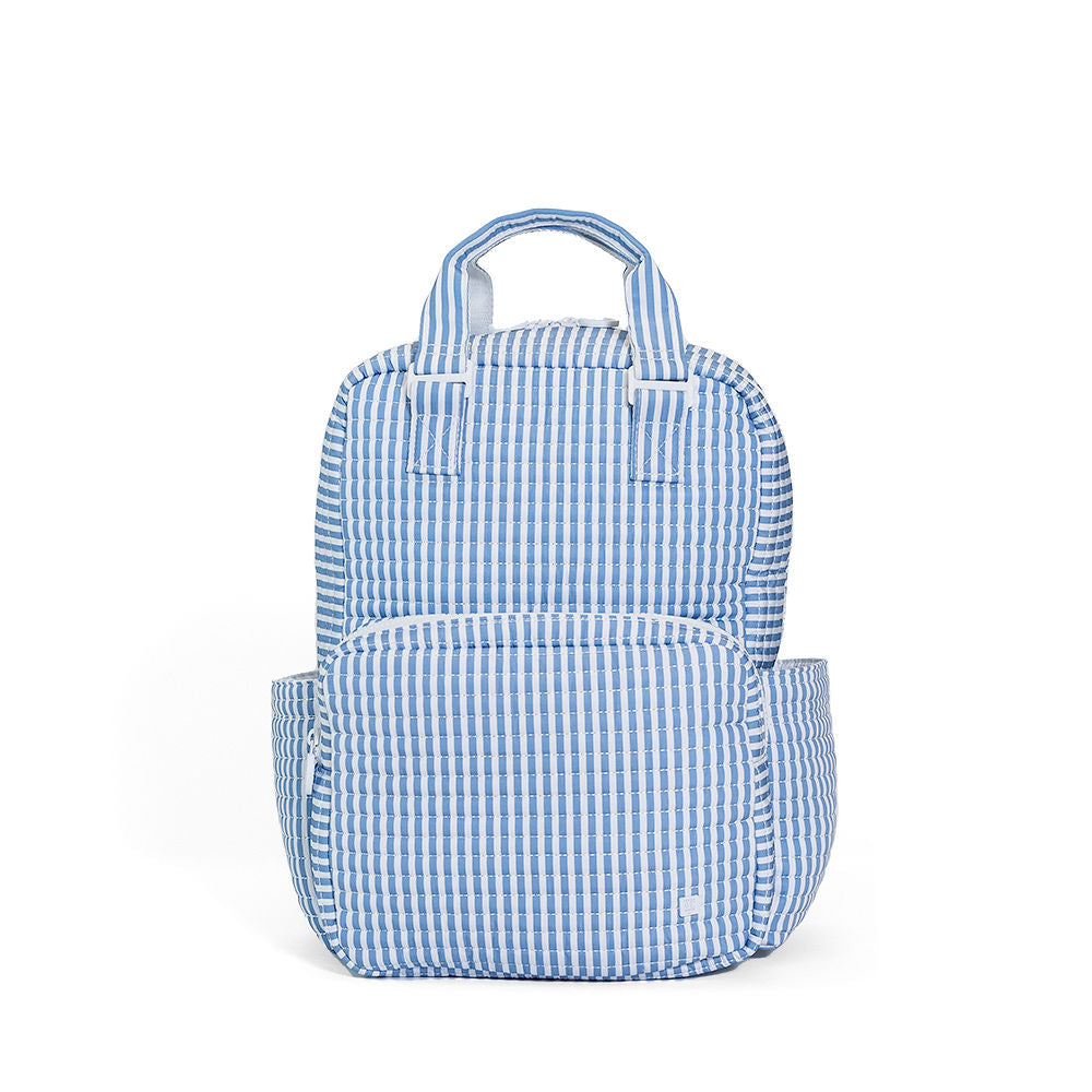 TRVL PIMLICO STRIPE CHAMBRAY QUILTED DIAPER BAG, CHANGING PAD AND EVERYDAY BAG SET