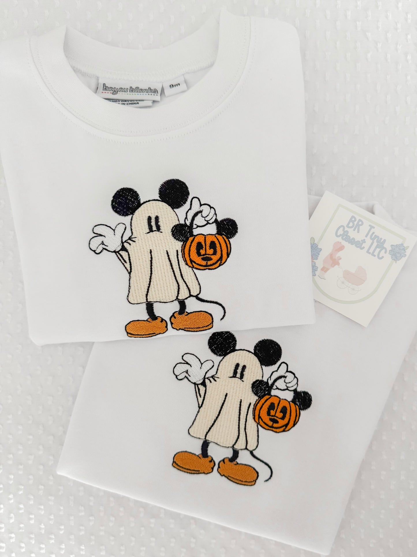 Boys Embroidered Spooky Mouse Tee