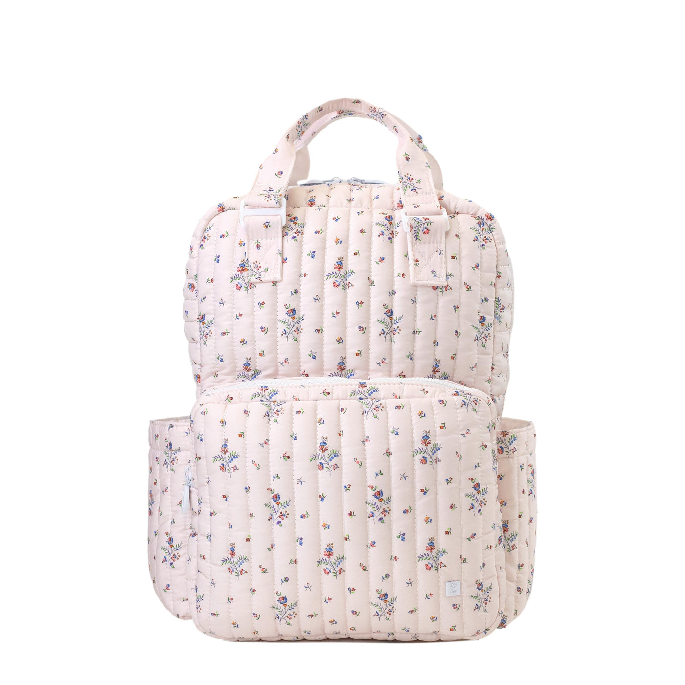 TRVL PINK FLEURIE QUILTED DIAPER BAG, CHANGING PAD AND EVERYDAY BAG SET