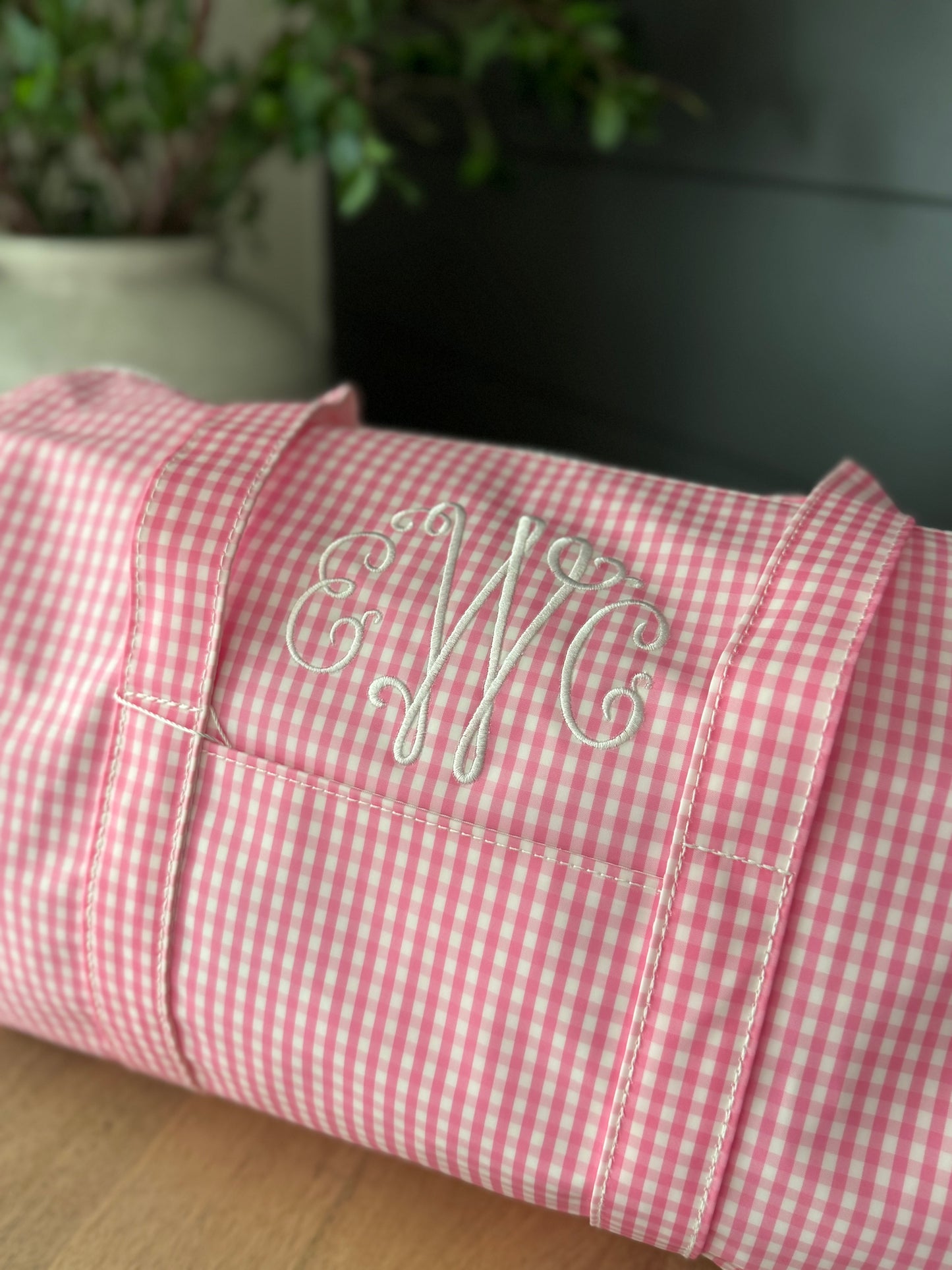 TRVL PINK GINGHAM WEEKENDER DUFFEL