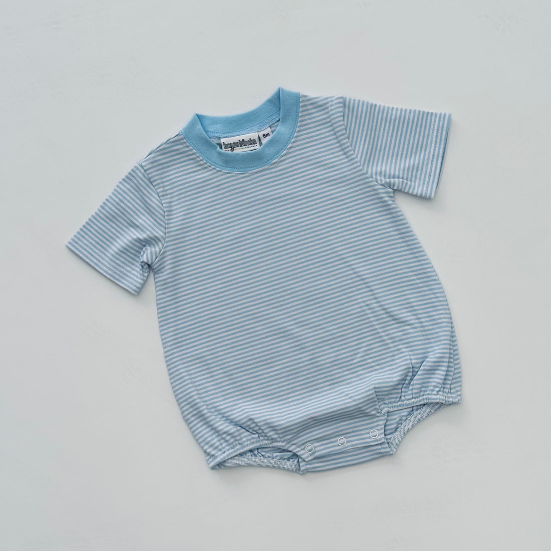 Embroidered SS Light Blue Stripe Puppy/Flag Tee/Bubble