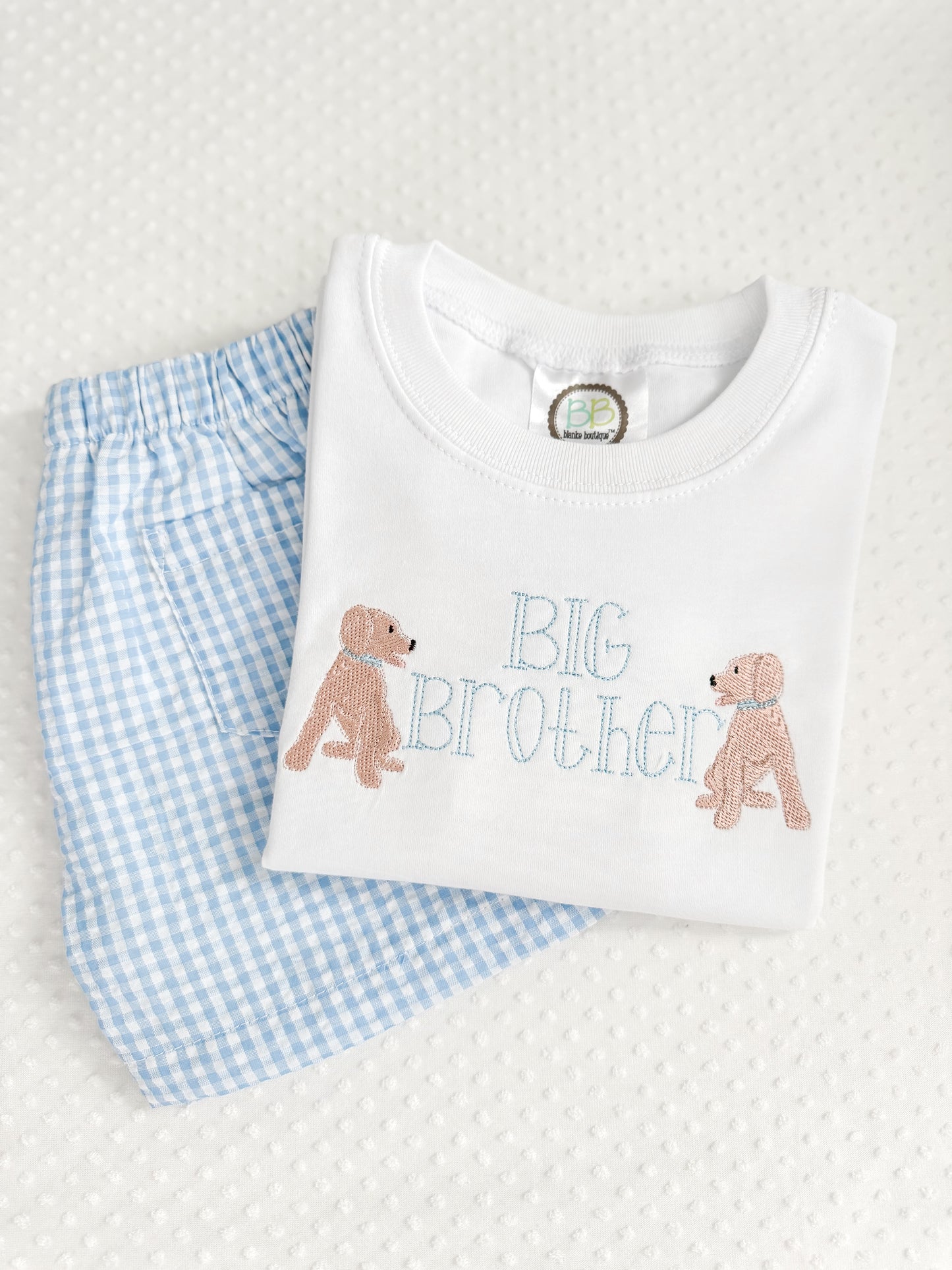 Embroidered SS Big Brother Puppy Shirt/Short/Set