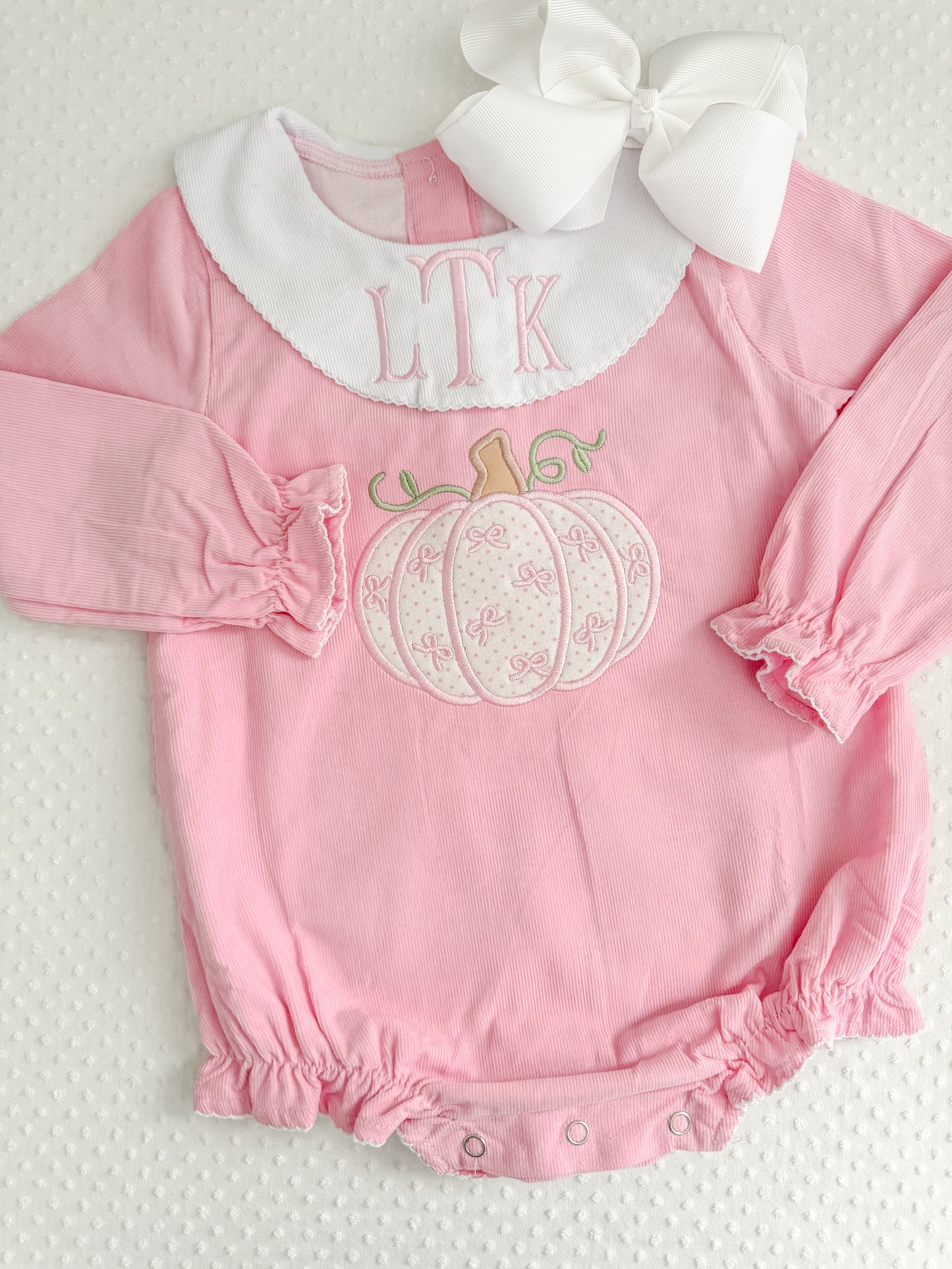 Embroidered Pink Pumpkin Bishop Bubble