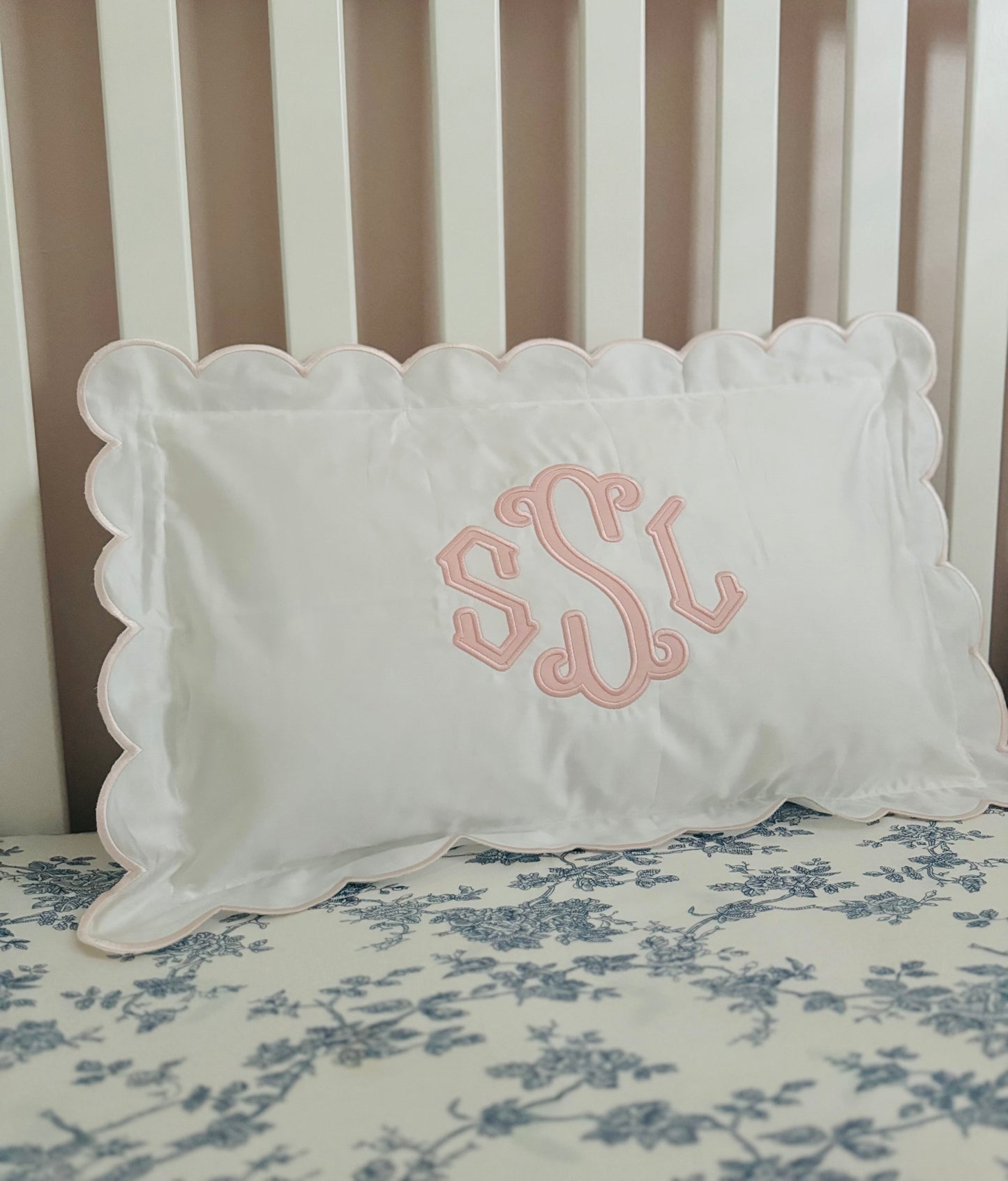 Pink Scalloped Nursery Pillow Case 12x20
