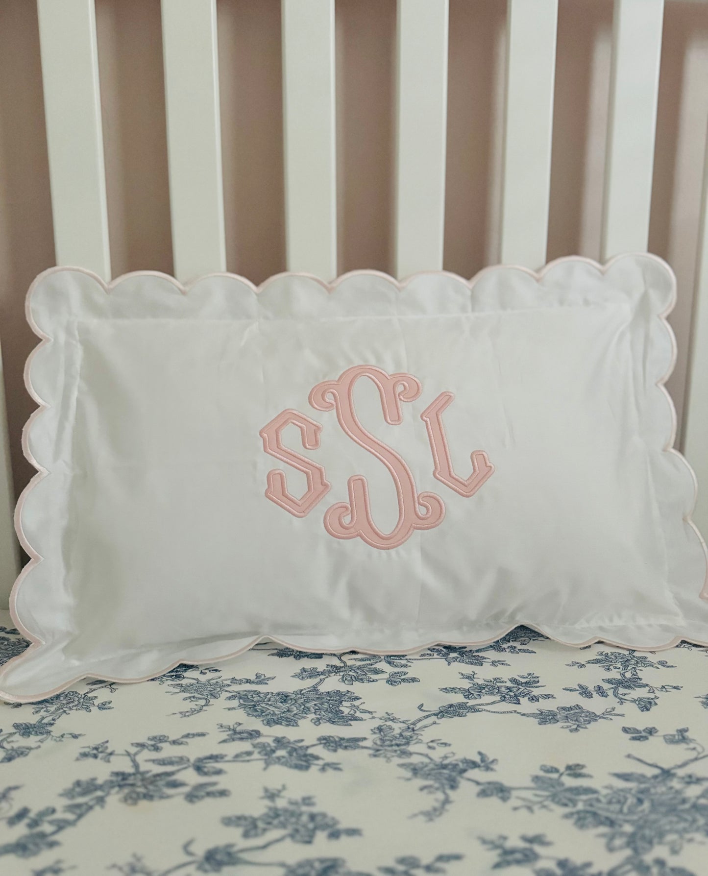 Pink Scalloped Nursery Pillow Case 12x20