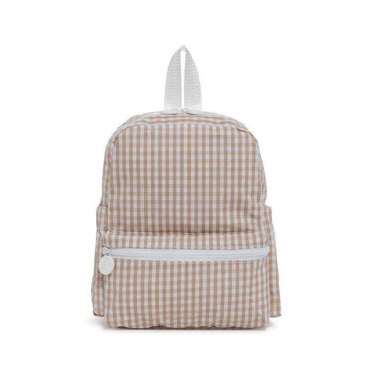 TRVL KHAKI GINGHAM MINI BACKPACK