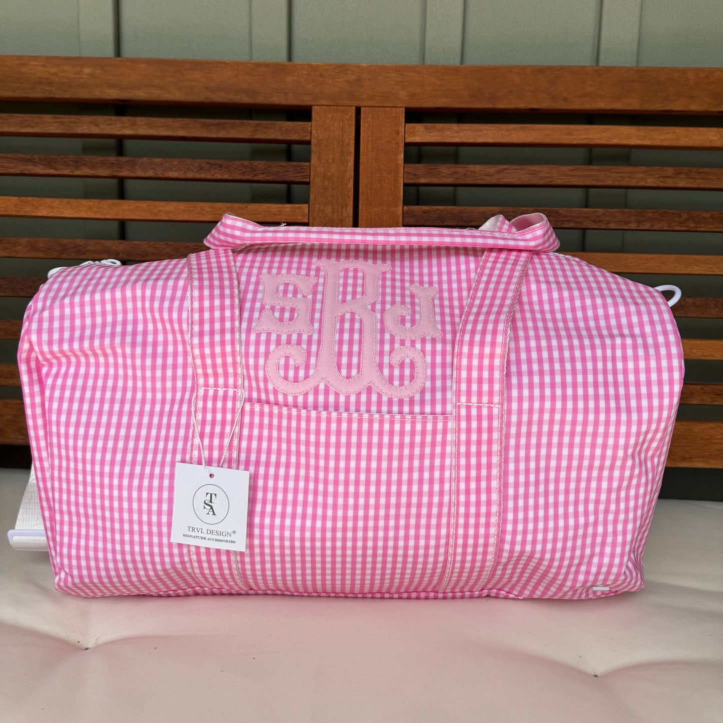 TRVL PINK GINGHAM WEEKENDER DUFFEL