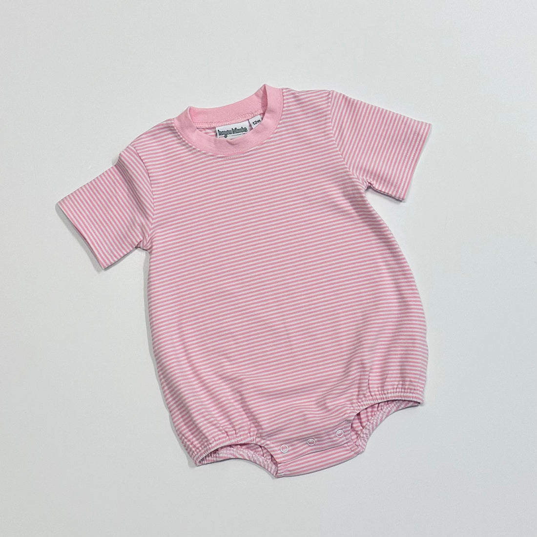 Embroidered SS Pink Stripe God Bless America Tee/Bubble