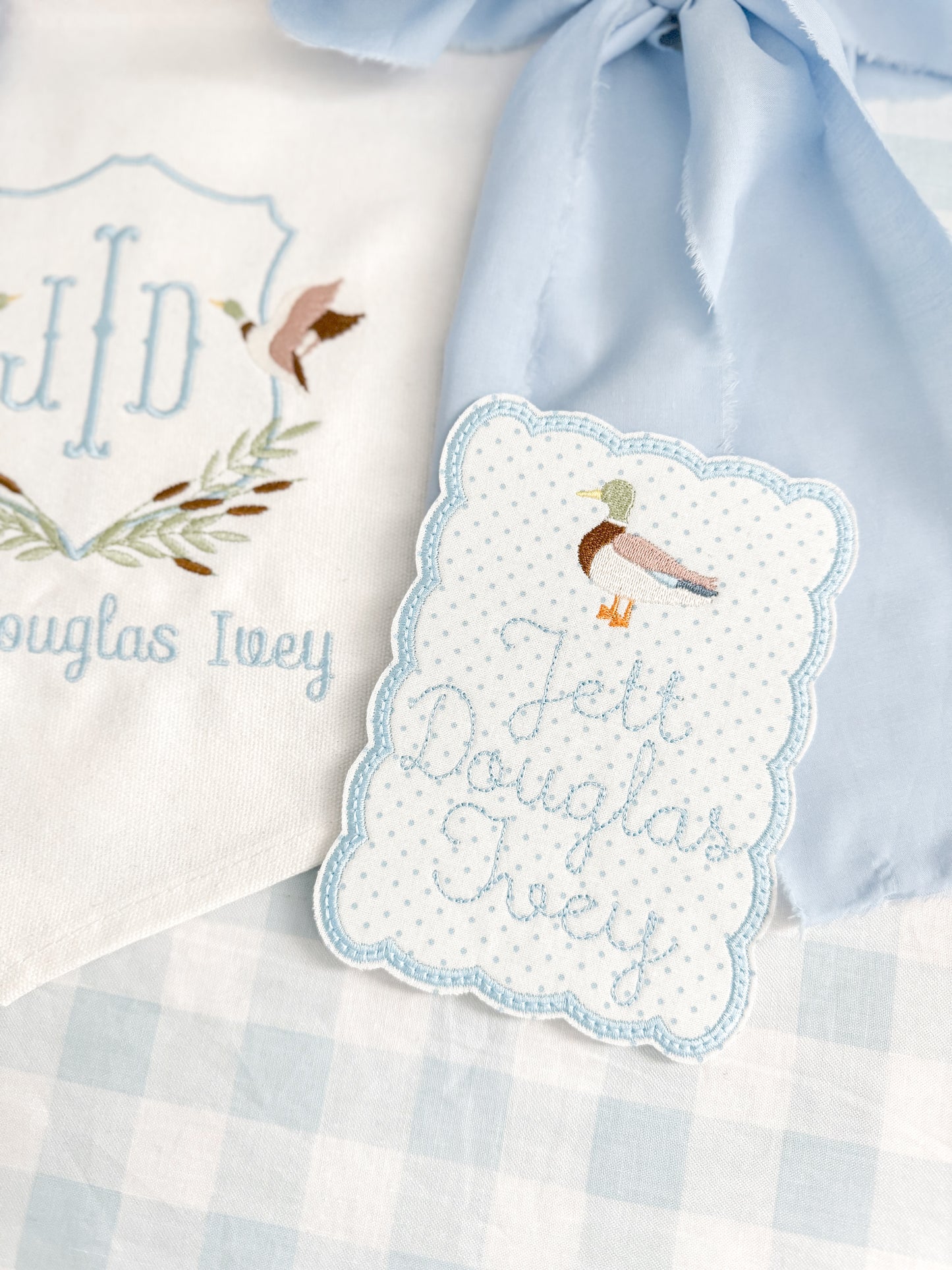 Embroidered Baby Bassinet Tag, Boys Monogrammed Bassinet Banner
