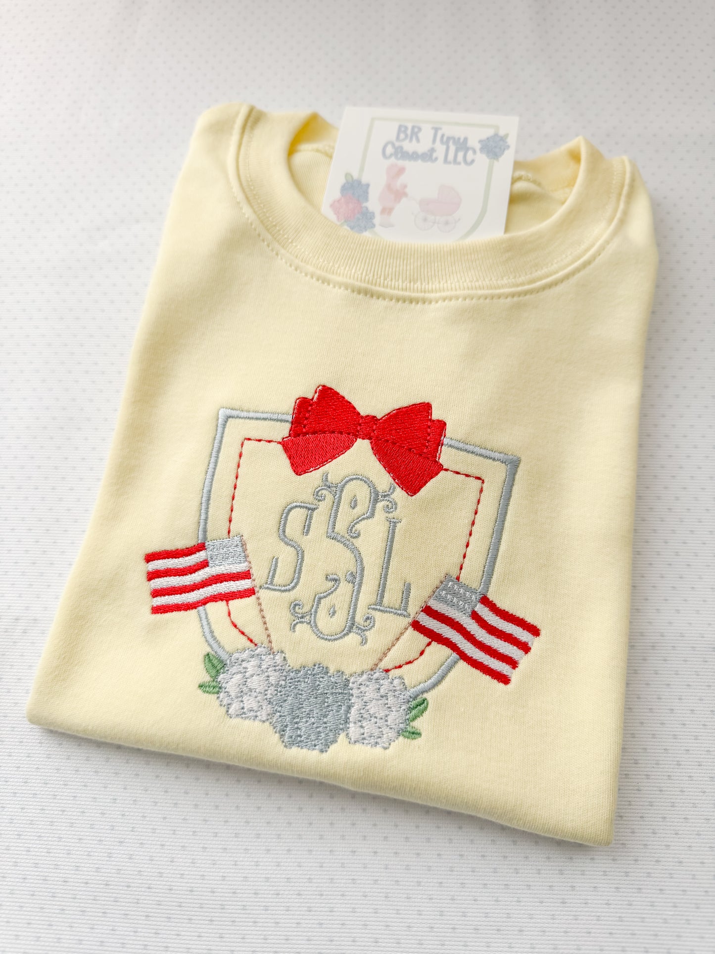 Embroidered Patriotic Flag Crest Tee