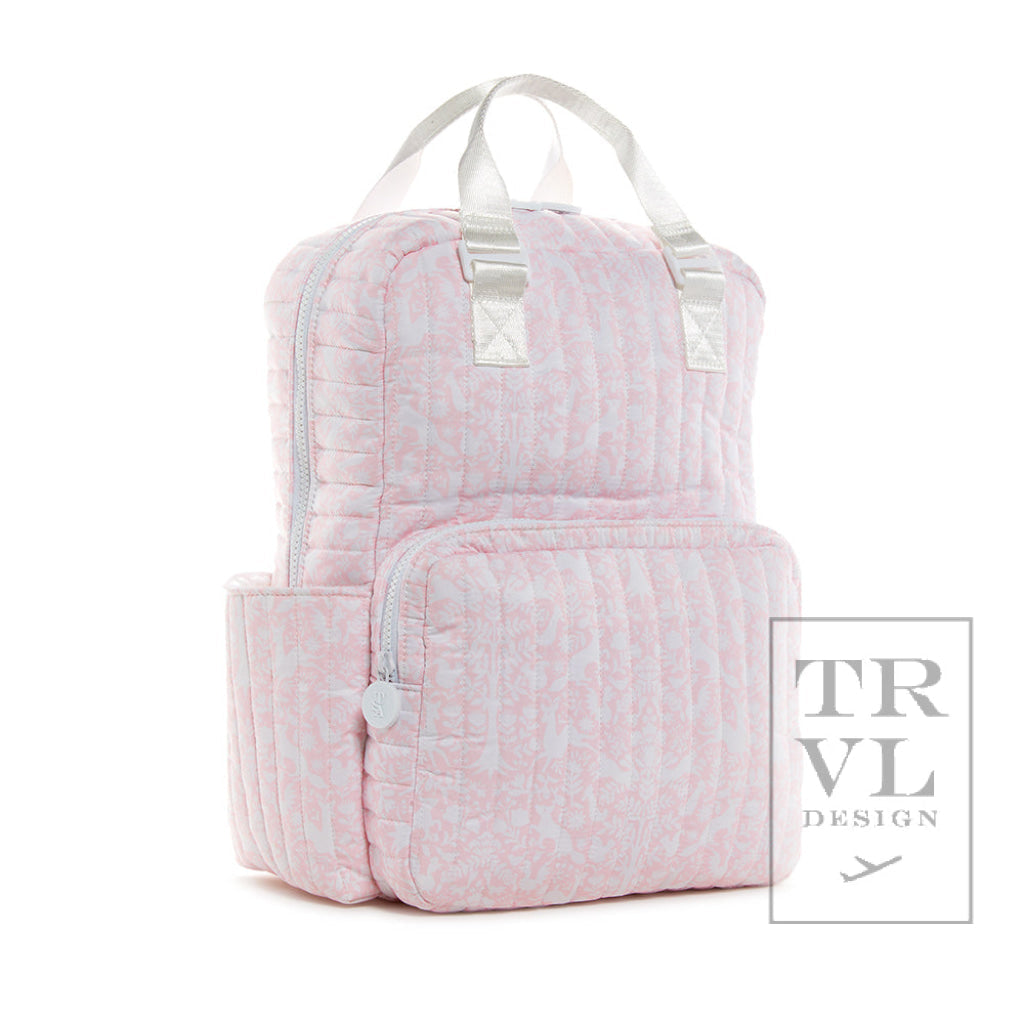 TRVL PINK WOODLAND QUILTED DIAPER BAG, CHANGING PAD AND EVERYDAY BAG SET