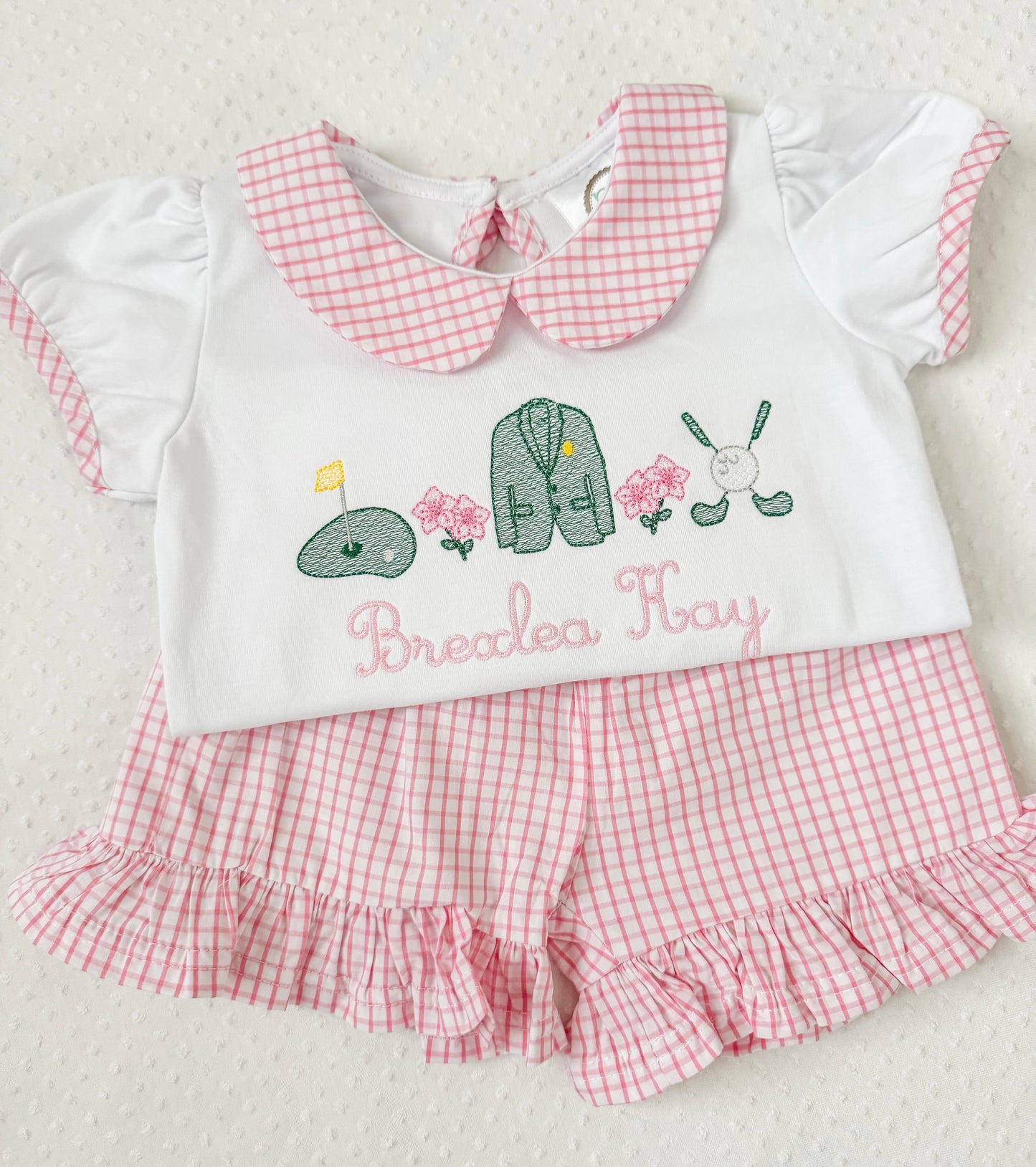 Embroidered Golf Collared Shirt/Short/Set