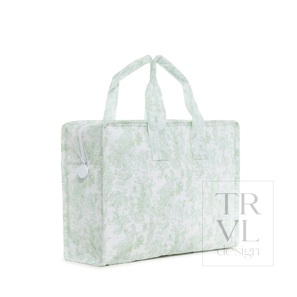 TRVL Overnite Tote Green Bunny Toile