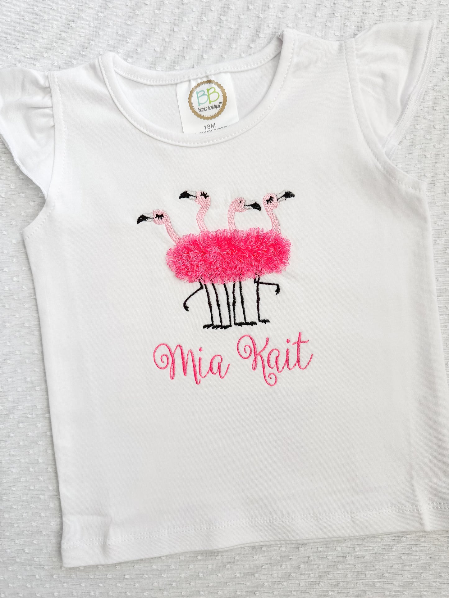 Flutter Sleeve Fluffy Flamingo Bubble/Tee