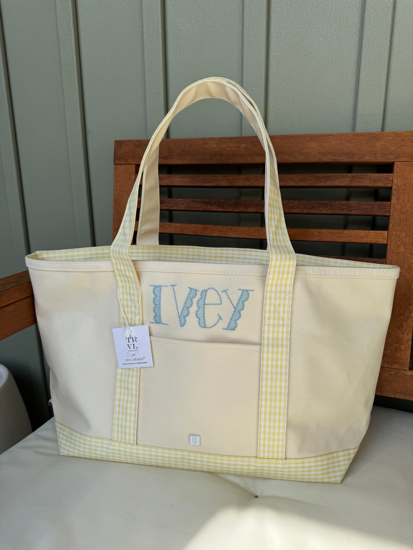 TRVL Medium Tote in Butter Yellow Gingham