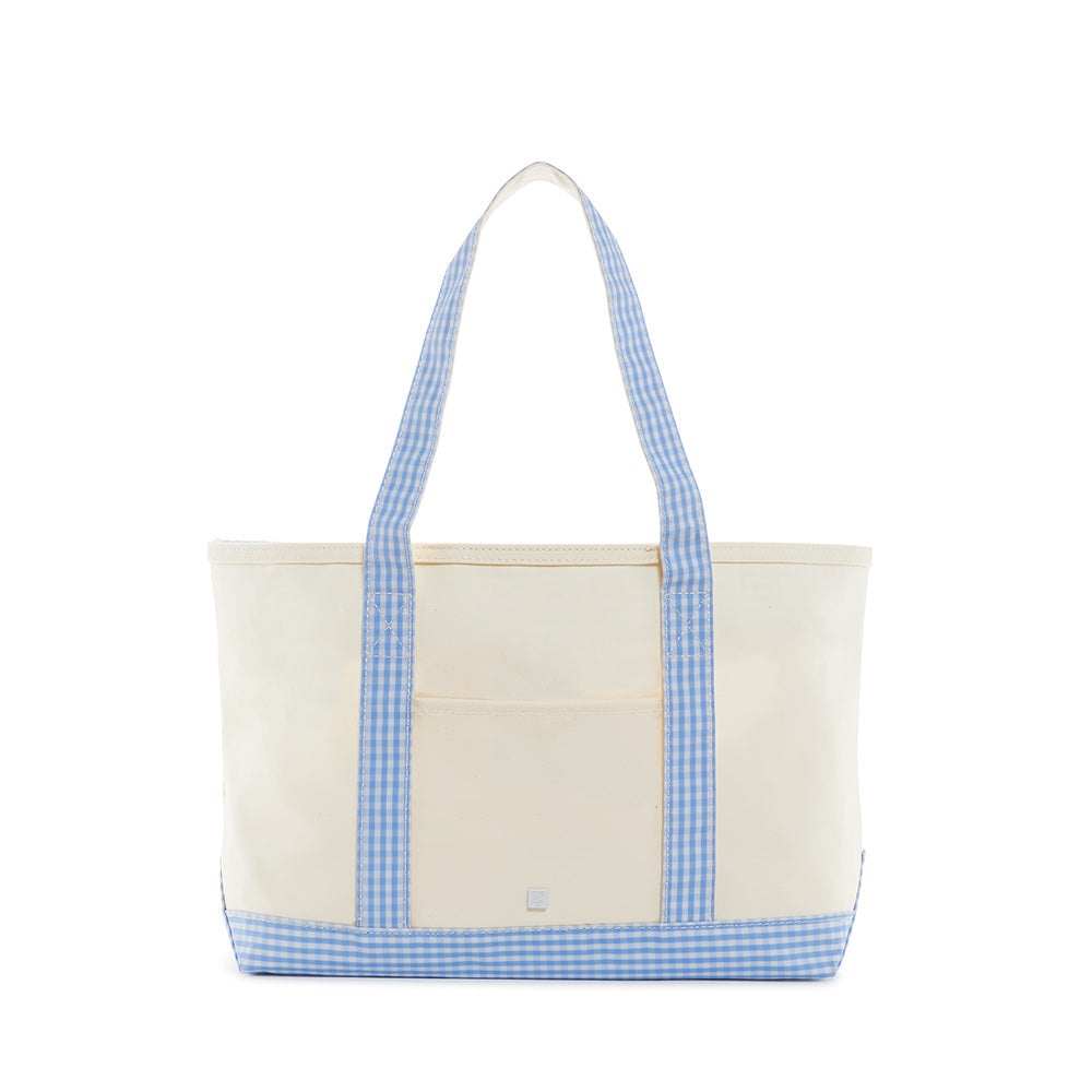 TRVL Medium Tote in Gingham Sky