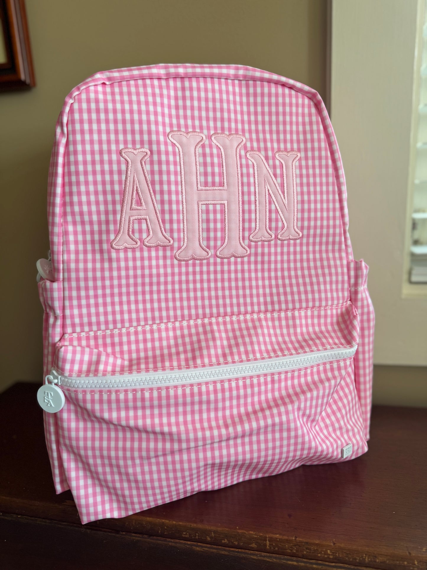 TRVL PINK GINGHAM BACKPACK