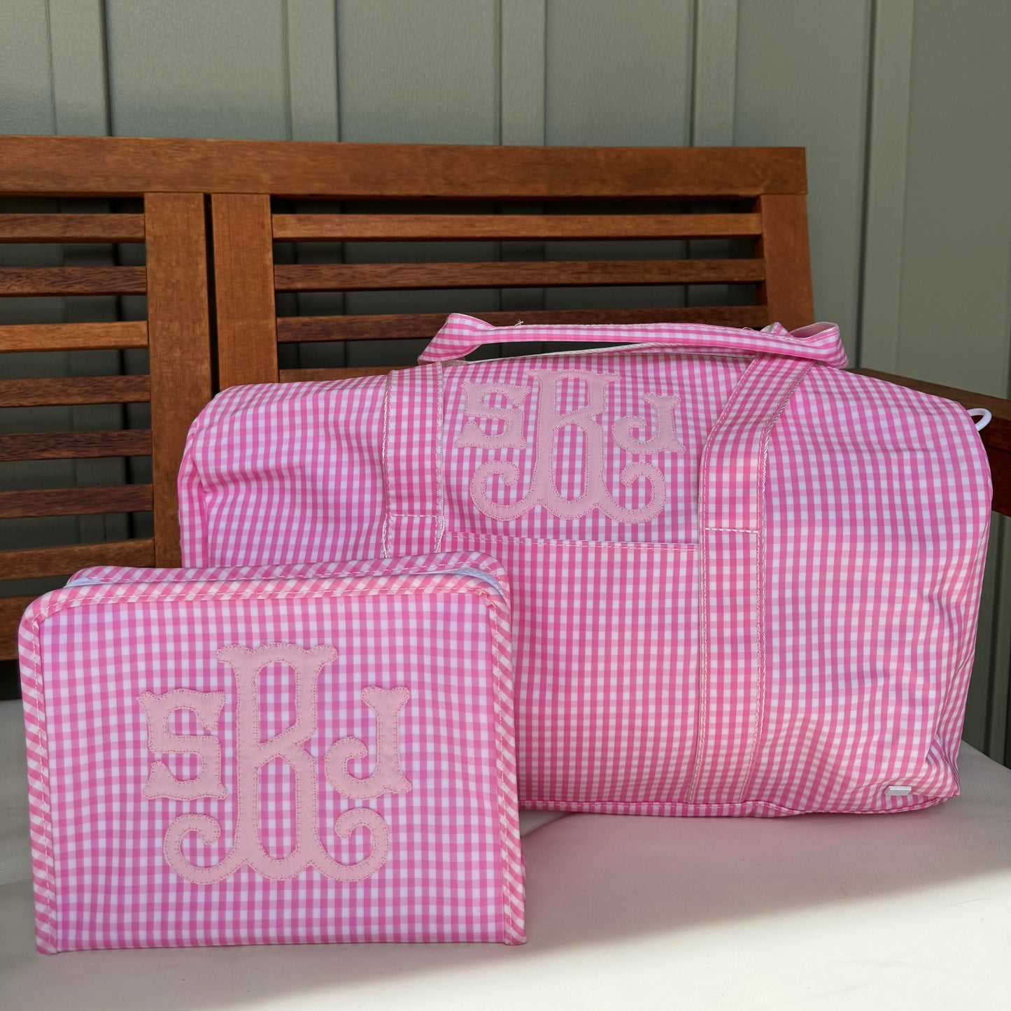 TRVL PINK GINGHAM WEEKENDER DUFFEL
