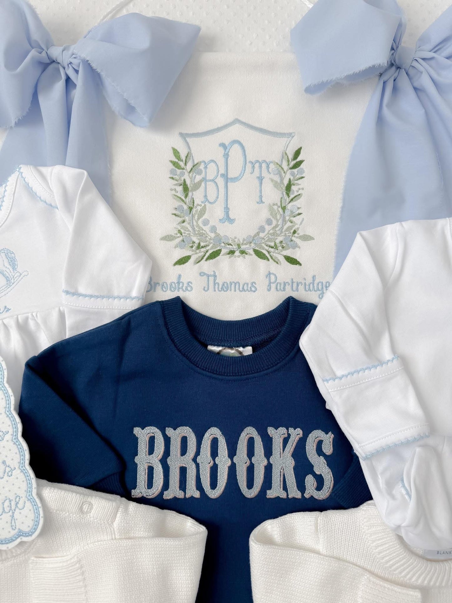 Embroidered Boys Greenery Banner