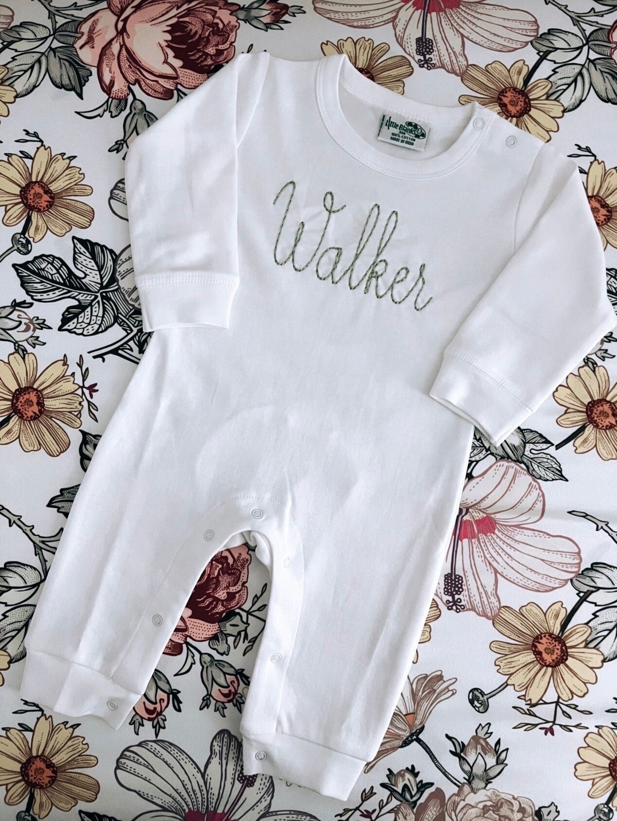 Embroidered Baby Romper in White